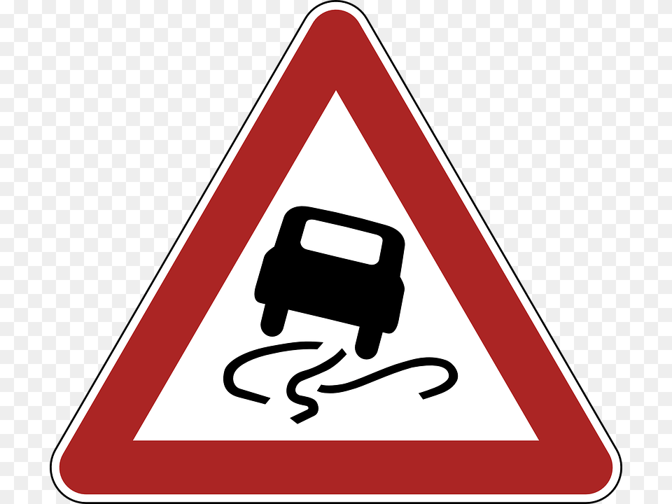 Slippery Road Warning Sign, Symbol, Road Sign Png
