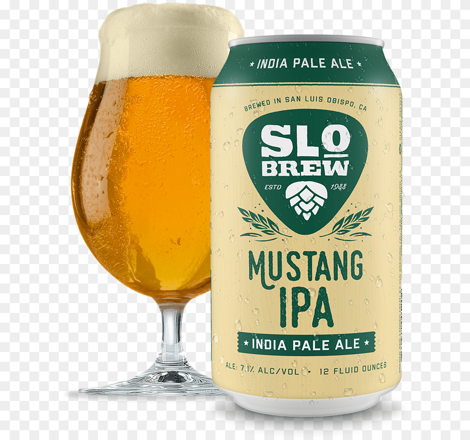 Slo Brew Mustang Ipa, Alcohol, Beer, Beverage, Glass Png Image