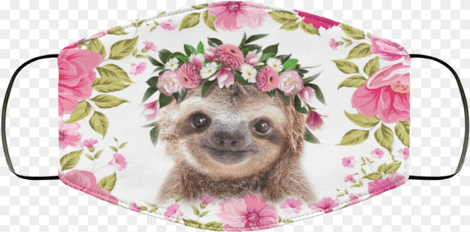 Sloth Flower Face Mask Sloth With Flower Crowns, Accessories, Plant, Rose, Animal Free Transparent Png