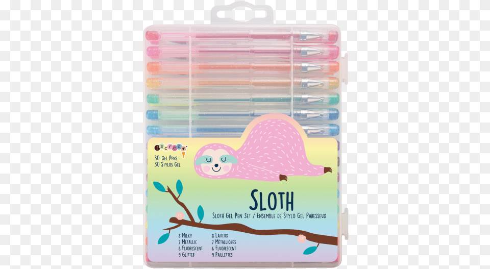 Sloth Gel Pen Set Construction Paper, Text Free Png