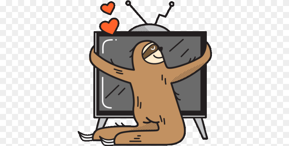 Sloth Hugging Tv With Hearts Gif Lethargicbliss Lovetv Sloth Discover U0026 Share Gifs Fiction, Computer Hardware, Electronics, Hardware, Monitor Png