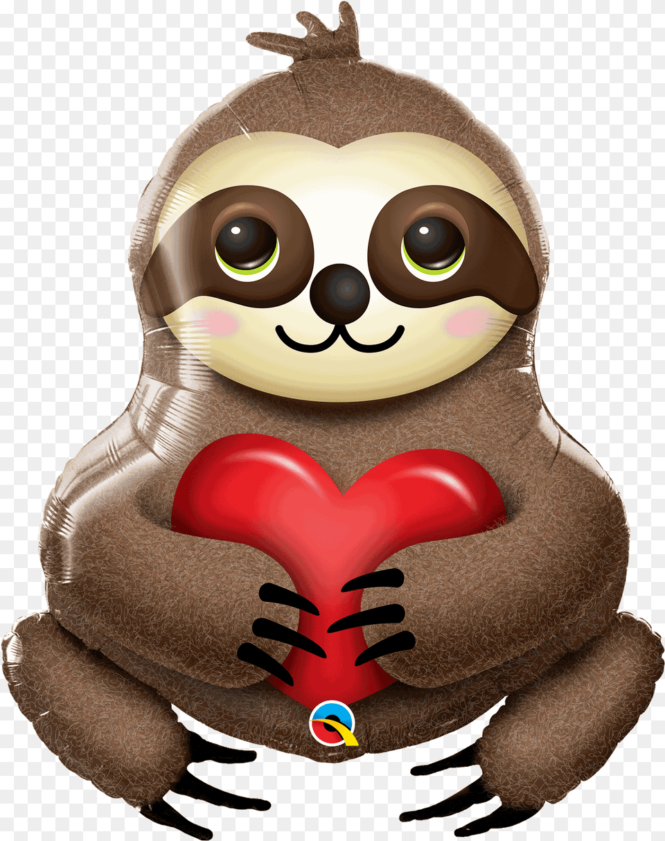 Sloth With Red Love Heart 39 Inch 99 Cm Supershape Foil Balloon Sloth Balloon, Plush, Toy, Nature, Outdoors Png