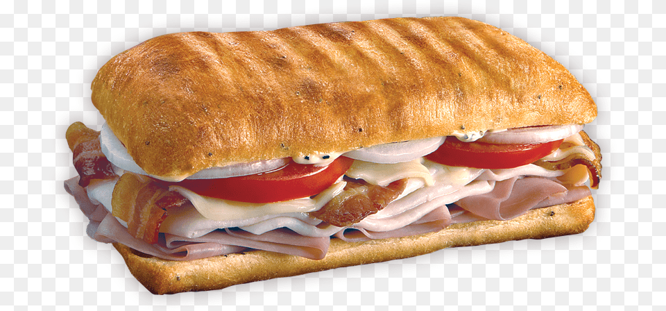 Slow Cured Ham Oven Roasted Turkey Crisp Bacon Swiss Pepperoni Amp Cheese Blimpie Imag, Burger, Food, Sandwich, Bread Free Transparent Png
