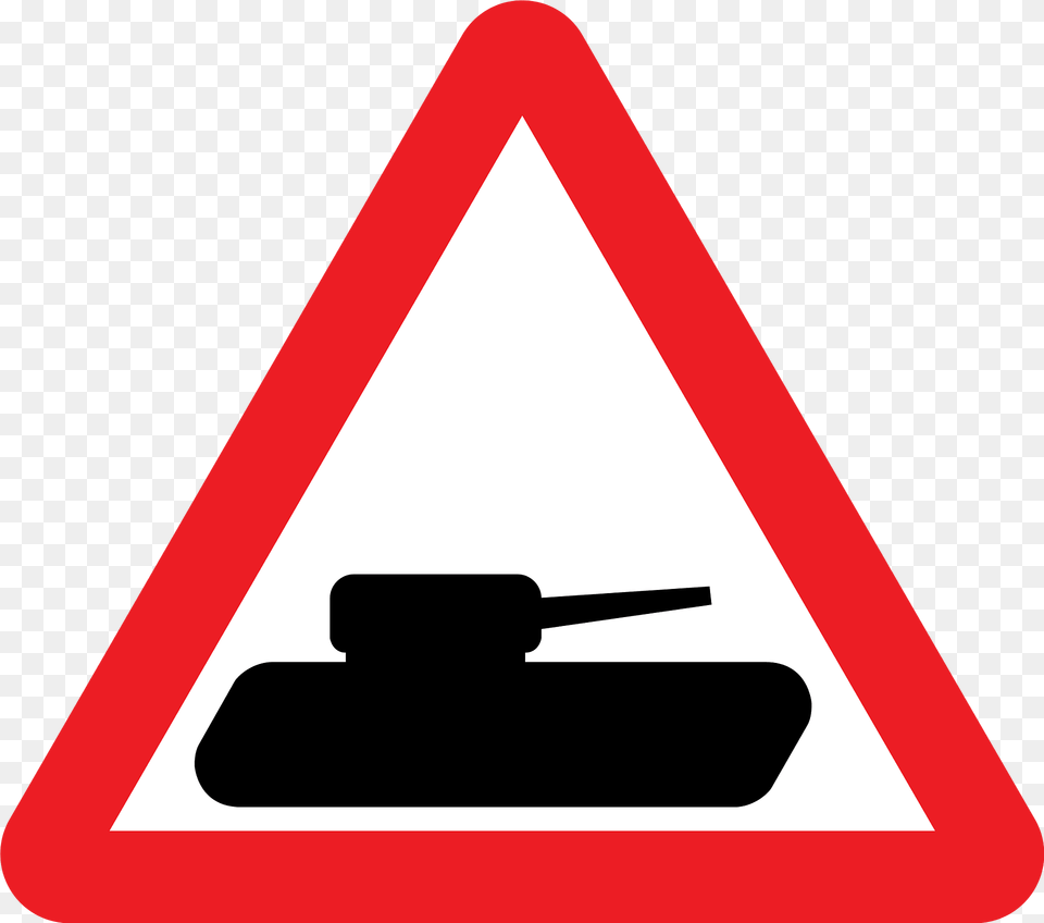Slow Moving Military Vehicles Likely To Be In Or Crossing The Road Clipart, Sign, Symbol, Road Sign, Dynamite Free Transparent Png