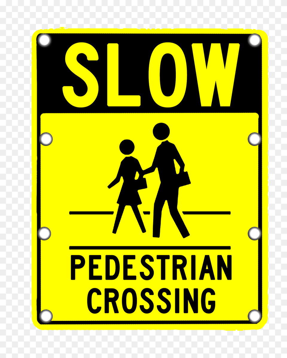 Slow Pedestrian Crossing Sign Sign, Symbol, Boy, Child, Male Free Png Download