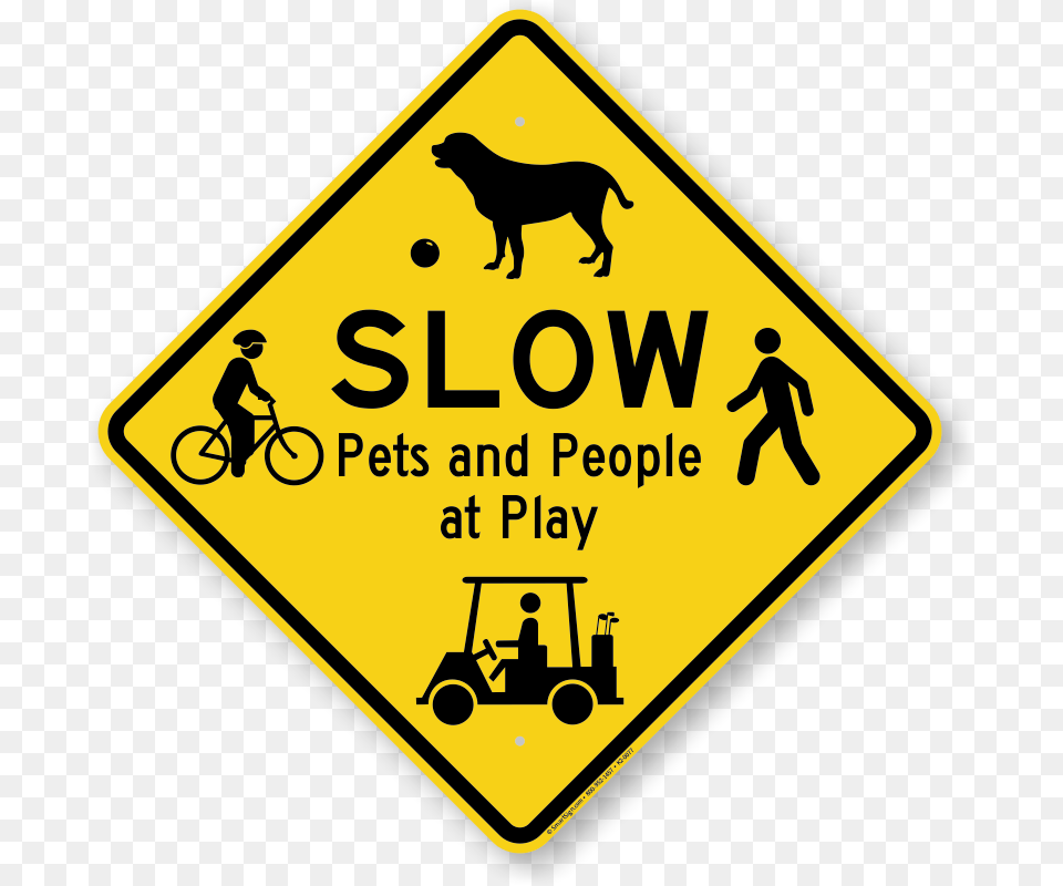 Slow Pets And People At Play Traffic Sign Dead End Sign Clipart, Symbol, Road Sign, Person, Male Png