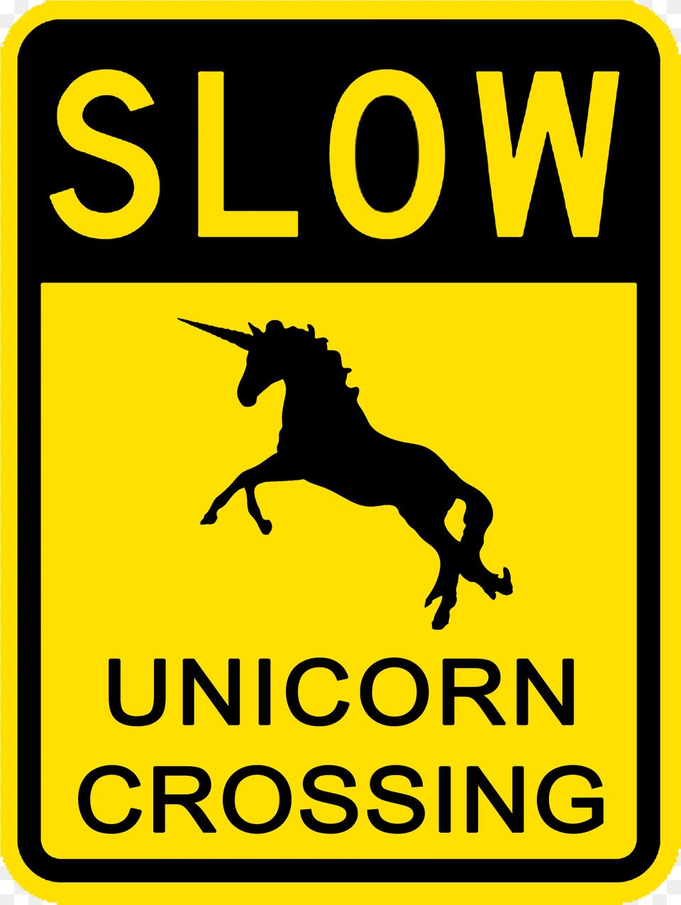 Slow Unicorn Crossing Funny S Unicorn Crossing Sign, Symbol, Animal, Horse, Mammal Png