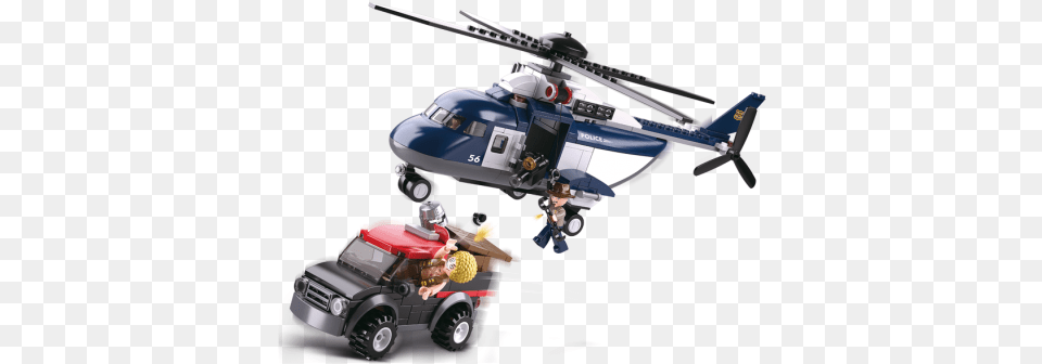 Sluban Big Police Helicopter Sluban Police Helicopter, Aircraft, Transportation, Vehicle, Grass Free Png Download