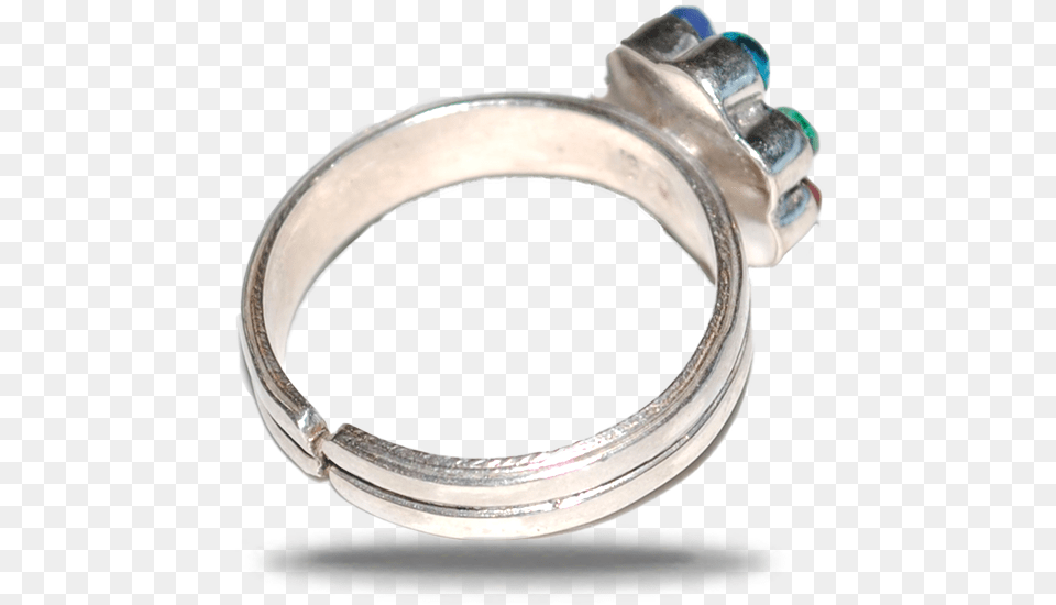 Slvring Med Blomst I Chakrafarver Engagement Ring, Accessories, Clamp, Device, Tool Png
