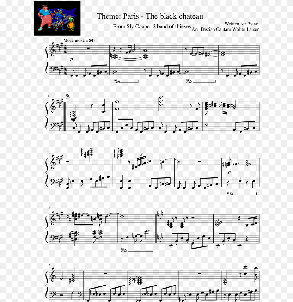 Sly Cooper Theme Sheet Music, Person, Game, Super Mario Free Transparent Png