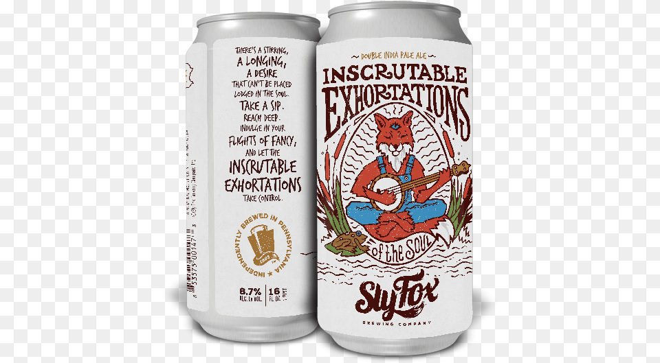Sly Fox Inscrutable Exhortations Double Ipa Caffeinated Drink, Alcohol, Beer, Beverage, Can Png Image