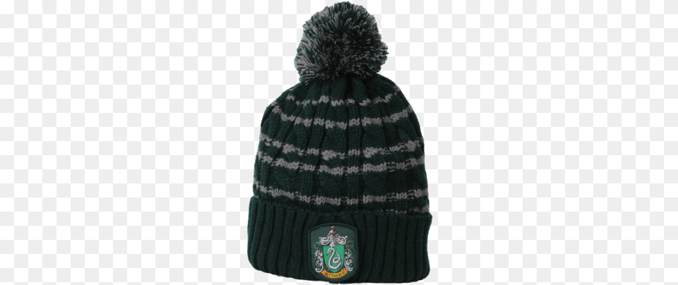 Slytherin Knitted Hat Knitting, Beanie, Cap, Clothing, Knitwear Png