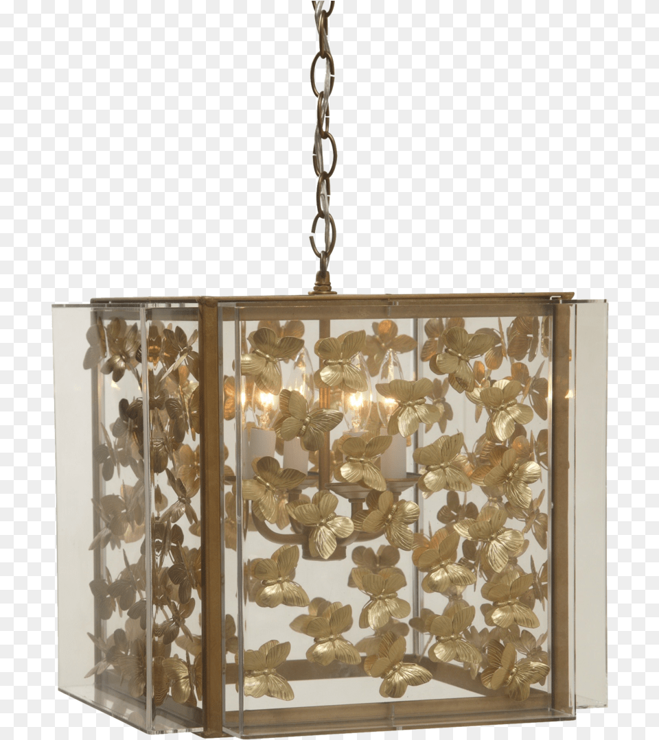 Sm Gold Butterfly Fixture On, Chandelier, Lamp, Plant Png