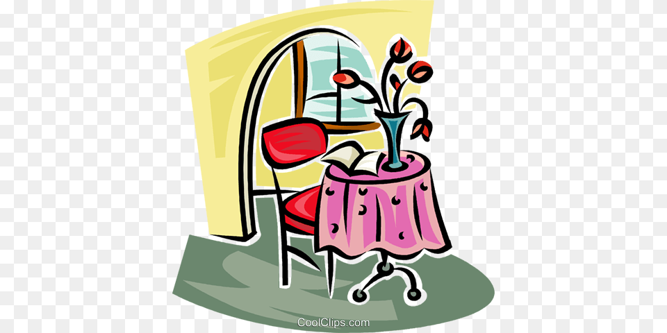 Small Breakfast Table And Chair Royalty Vector Clip Art, Furniture, Cutlery Free Png Download