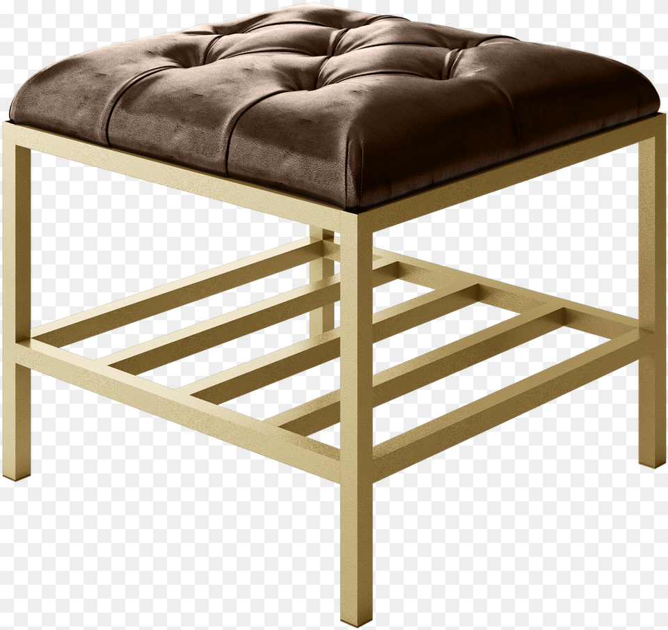 Small Brown Modern Bench, Furniture, Ottoman Free Png Download