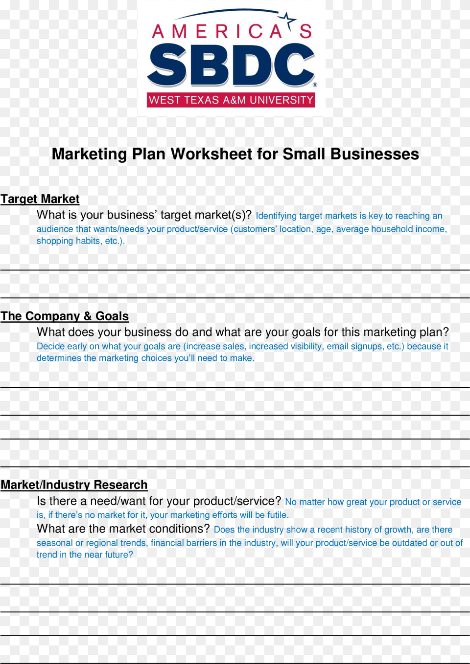 Small Business Marketing Plan Worksheet Main Market Need Worksheet, Advertisement, Poster, Page, Text Png Image