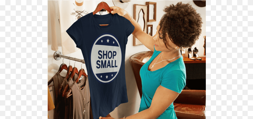 Small Business Saturday T Shirt, Adult, Clothing, Female, Person Free Png Download