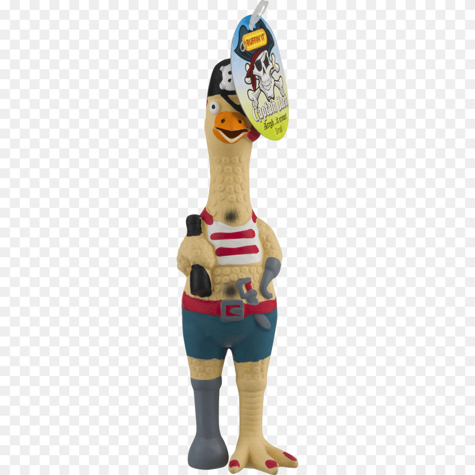 Small Captain Jack Rubber Chicken Dog Toy Tall, Figurine, Plush Png
