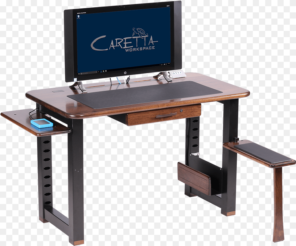 Small Desk With Shelves Altra Cherry And Black Small Computer Table Printer, Electronics, Furniture, Computer Hardware, Hardware Free Transparent Png