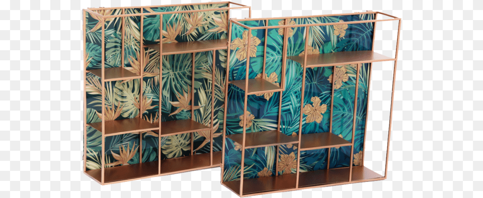 Small Display Shelving Unit With Gold Frame Plywood, Furniture, Shelf, Bookcase, Crib Free Png Download