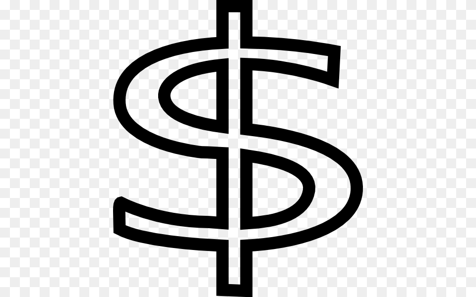 Small Dollar Sign Dp2 Clip Art At Vector Clip Art Line Drawing Dollar Sign, Cross, Symbol, Logo, Text Free Png Download
