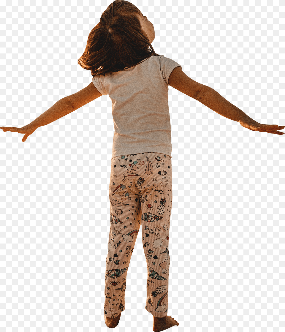 Small Girl Looking Up Girl, Back, Pants, Person, Clothing Png Image