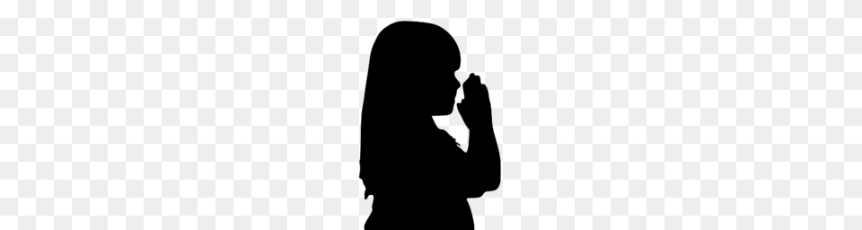 Small Girl Praying Clipart Image, Gray Free Transparent Png