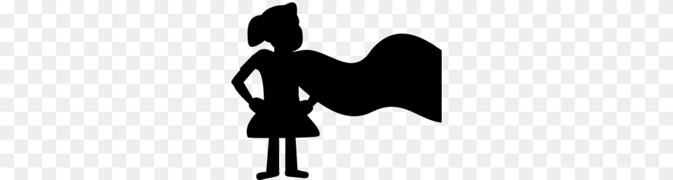 Small Girl Superhero Sillhouette Clip Art, Gray Free Png Download