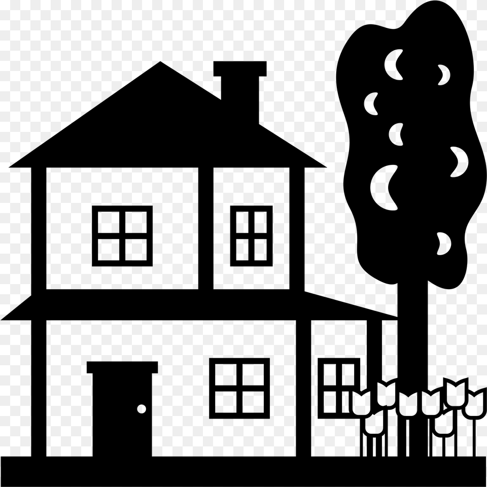 Small House Emoji Black And White, Gray Png Image