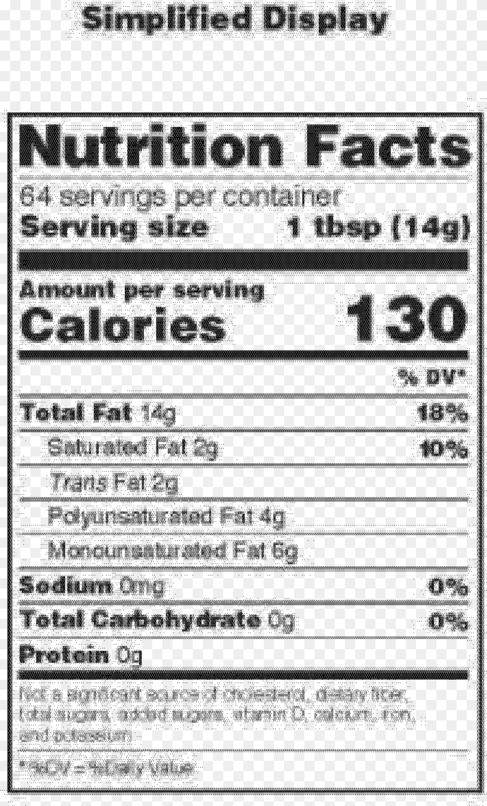 Small Nutrition Facts Label, Gray Free Png Download