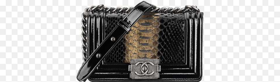Small Python And Patent Calfskin Chanel Black Coco Button Accordion, Accessories, Bag, Handbag, Purse Free Png Download