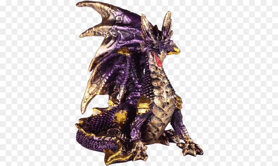 Small Seated Amethyst And Gold Dragon Statue Small Dragon Statues, Electronics, Hardware, Animal, Insect Png Image