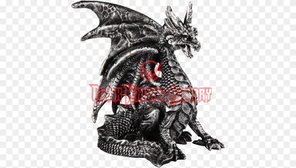 Small Seated Silver Dragon Statue, Accessories, Animal, Dinosaur, Reptile Free Png Download