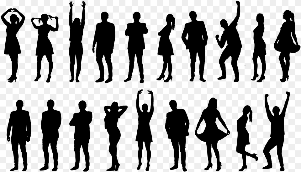 Small Silhouettes Of People, Gray Free Png Download