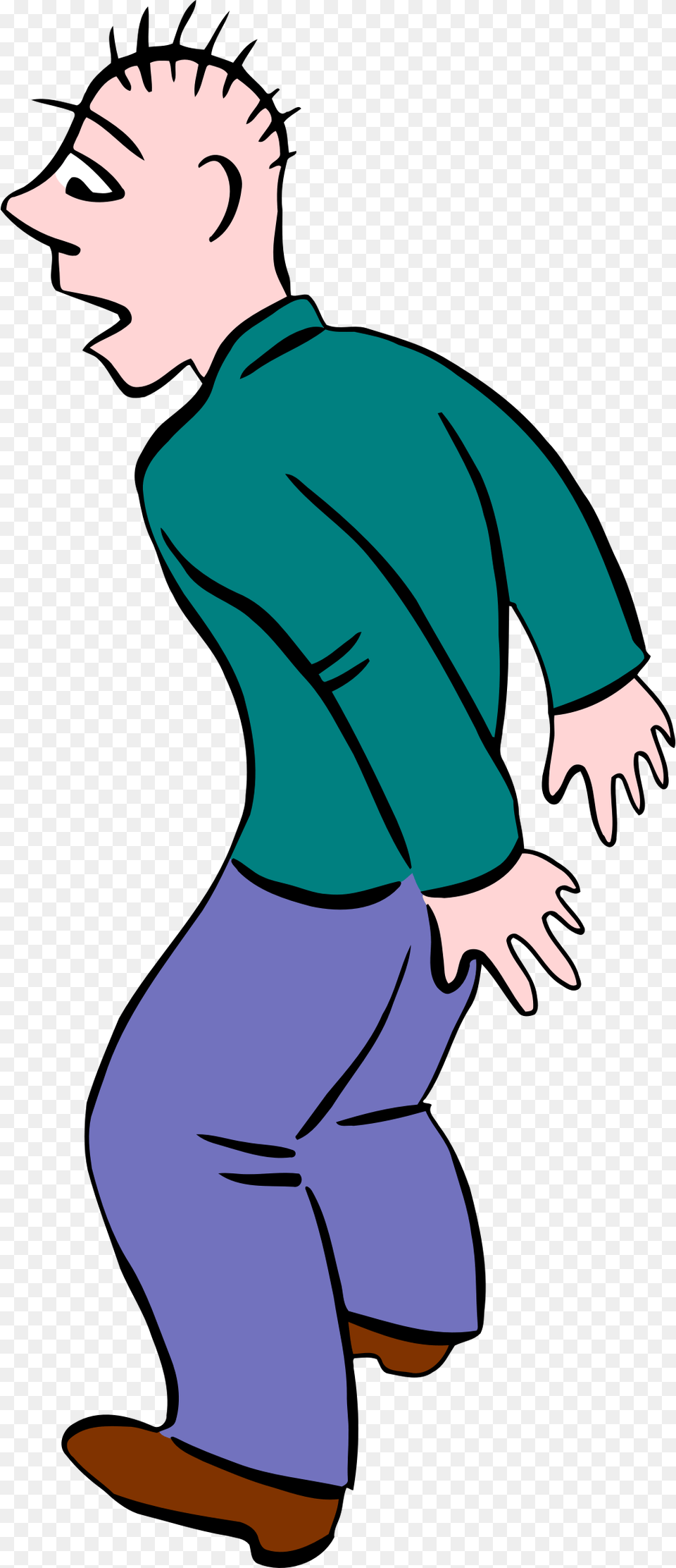 Small Surprised Patrick Surprised Man Clipart, Clothing, Kneeling, Pants, Person Free Png Download