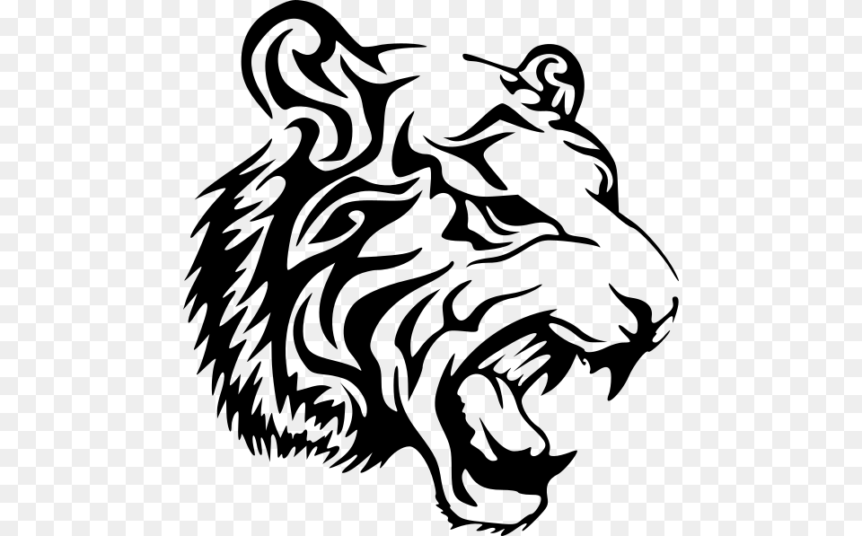 Small Tiger Vector Black White, Gray Free Transparent Png