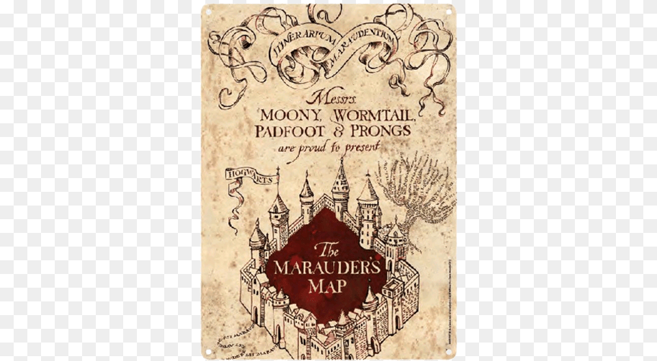 Small Tin Sign Marauders Map Harry Potter Marauders Map, Book, Novel, Publication Free Transparent Png