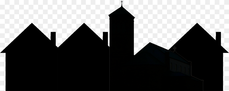 Small Town Silhouette At Getdrawings Small Town Skyline Silhouette, Architecture, Spire, Tower, Building Free Transparent Png
