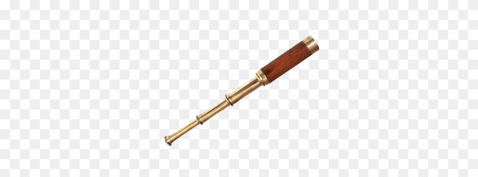 Small Wood Cased Brass Telescope Avesta Co, Smoke Pipe, Firearm, Gun, Rifle Free Png