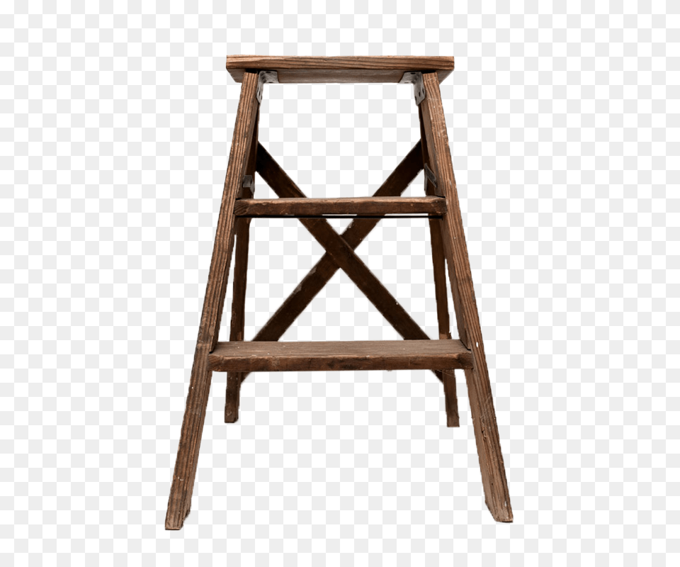 Small Wooden Cross Back Step Ladder U S, Furniture, Bar Stool, Wood, Chair Free Png