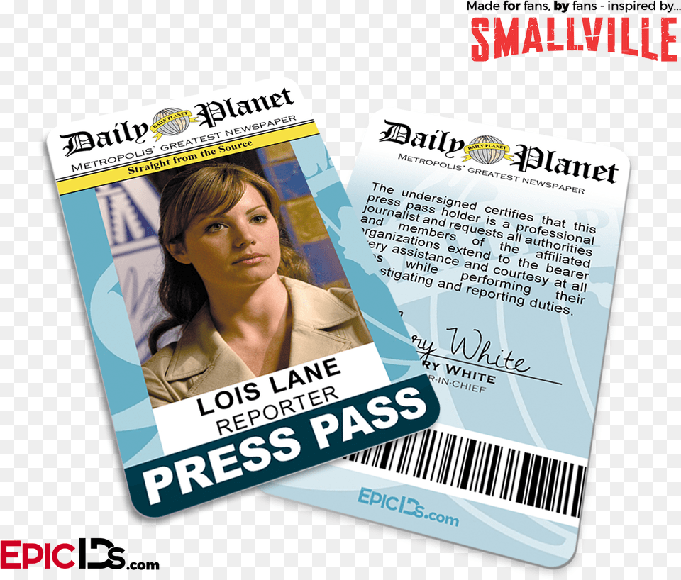 Smallville Tv Series Inspired Daily Planet Press Pass Smallville Clark Daily Planet, Adult, Text, Person, Woman Free Transparent Png