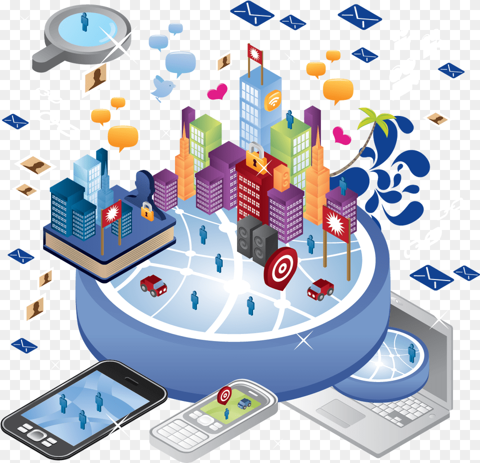 Smart City, Electronics, Mobile Phone, Phone, Art Free Png Download