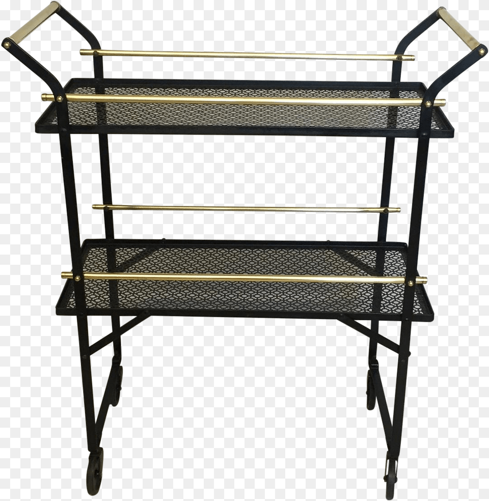 Smart French Black Metal And Brass Bar Cart On Chairish Shelf, Crib, Furniture, Infant Bed, Stand Png