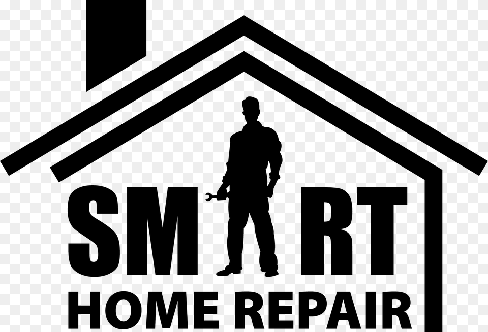 Smart Home Repair Llc Black And White Home Repair Logo, Adult, Male, Man, Person Free Transparent Png