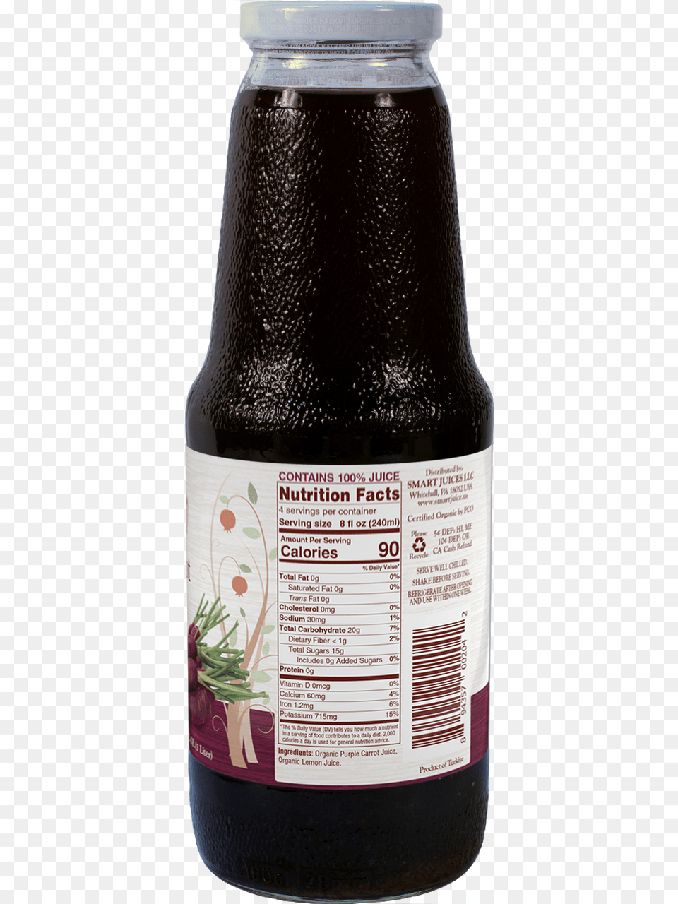 Smart Juice Purple Carrot Back Glass Bottle, Alcohol, Beer, Beverage, Food Png
