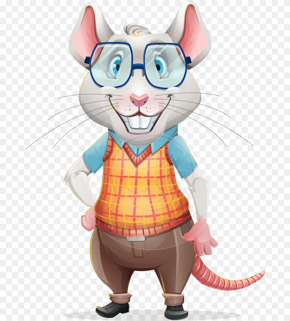 Smart Mouse With Glasses Cartoon Vector Character Mouse Cartoon Characters, Baby, Person, Book, Comics Free Transparent Png