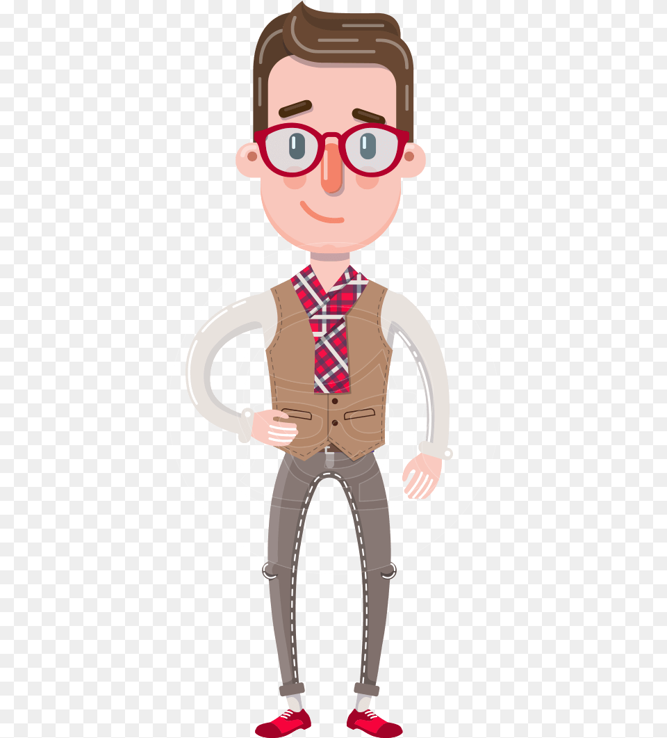 Smart Office Man Cartoon Character In Flat Style Cartoon Characters Man Cartoon, Accessories, Tie, Glasses, Formal Wear Free Transparent Png