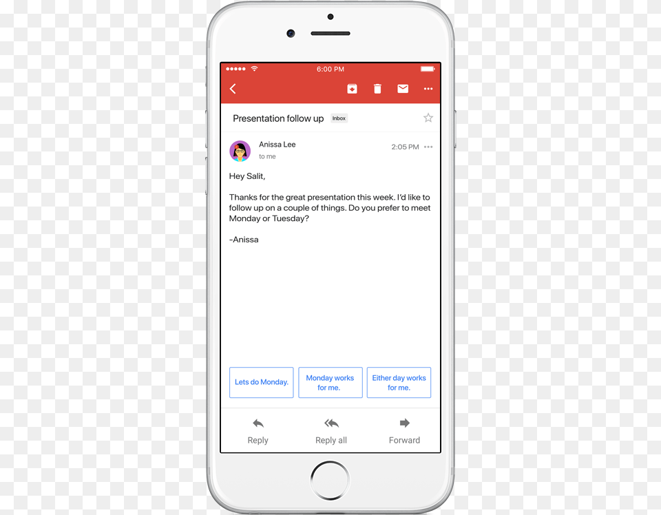 Smart Reply Is Rolling Out To English Language Iphone Gmail Ai, Electronics, Mobile Phone, Phone, Text Png Image
