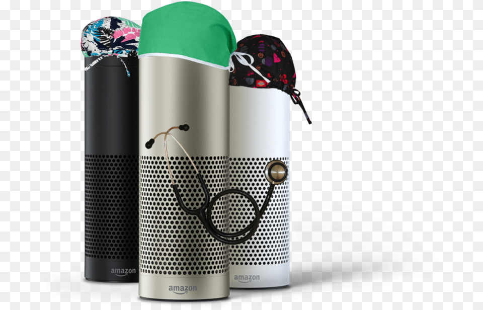 Smart Speakers And A Water Bottle, Electrical Device, Microphone, Appliance, Blow Dryer Png Image