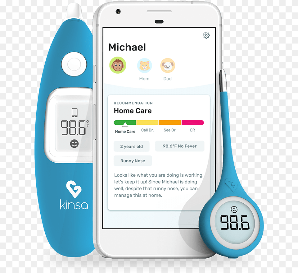 Smart Thermometers With Personalized Kinsa Thermometer, Electronics, Mobile Phone, Phone, Computer Hardware Png Image